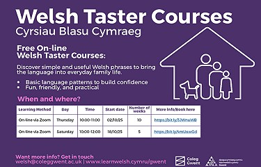 poster cyrsiau blasu cymraeg