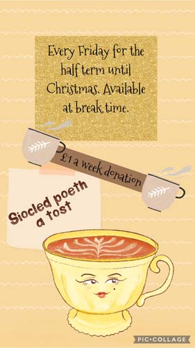 Hot chocolate and tost poster showing mugs